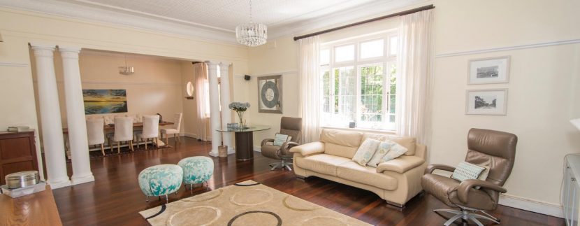 E living room to dining room